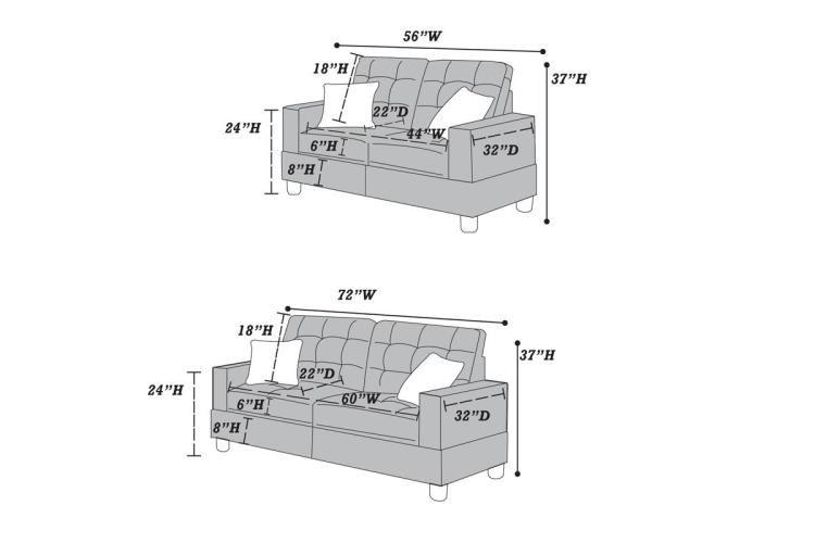 Living Room Furniture 2Pc Sofa Set Black Faux Leather Tufted Sofa Loveseat W Pillows Cushion Couch