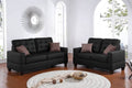Living Room Furniture 2Pc Sofa Set Black Faux Leather Tufted Sofa Loveseat W Pillows Cushion Couch