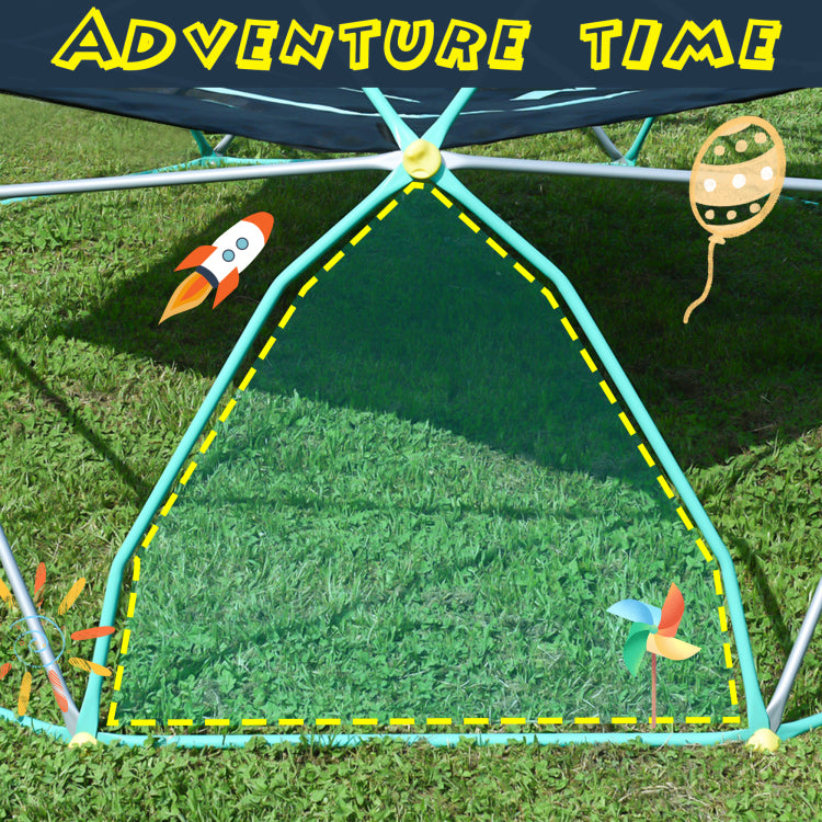 13Ft Geometric Dome Climber Play Center, Kids Climbing Dome Tower With Hammock, Rust & Uv Resistant Steel Supporting 1000 Lbs