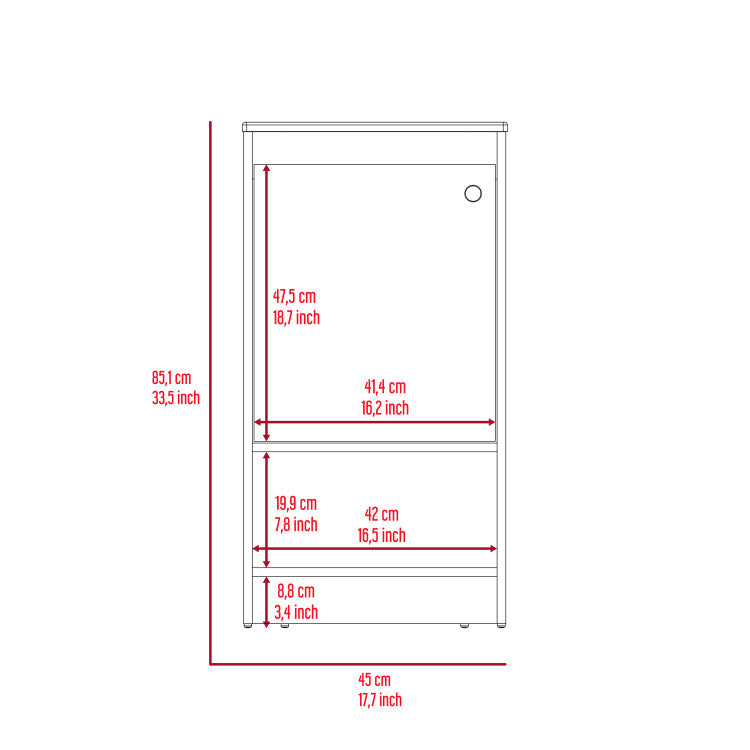 Jane Bathroom Vanity, Single Door Cabinet, Two Shelves White