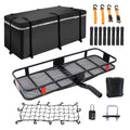 Hitch Mount Cargo Carrier Basket 60" X 21" X 6" Waterproof Cargo Bag 13 Cubic Feet 56" 20" 20" ,Hauling Weight Capacity Of 500 Lbs And A Folding Arm.With Hitch Stabilizer,Net And Straps