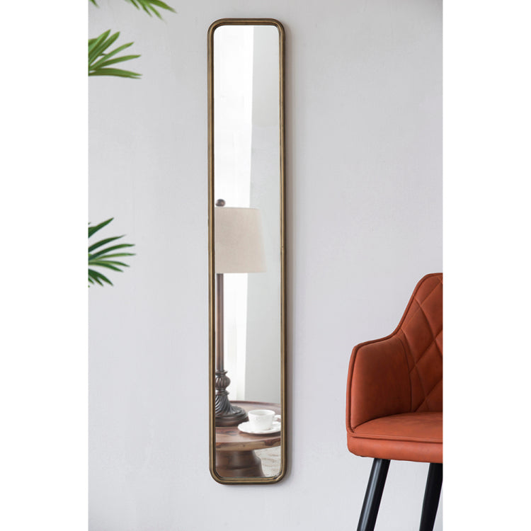 47" X 8" Full Length Mirror With Antique Gold Metal Frame, Long Mirror For Hallway Living Room Bedroom Bathroom