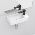 18X10 Inch White Ceramic Rectangle Wall Mount Bathroom Sink With Single Faucet Hole