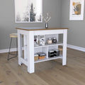 Kitchen Island Dozza, Three Shelves, White Walnut Finish