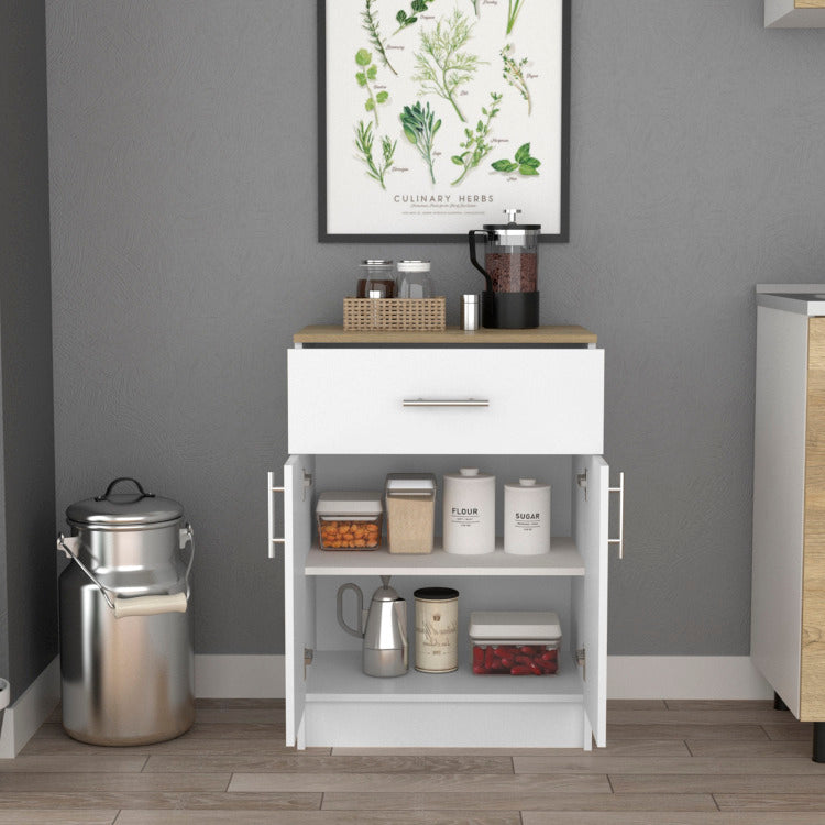 Pantry Cabinet Netal, One Drawer, White Light Oak Finish