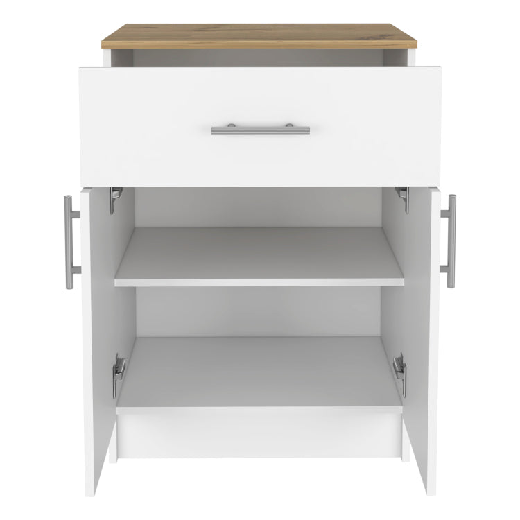 Pantry Cabinet Netal, One Drawer, White Light Oak Finish
