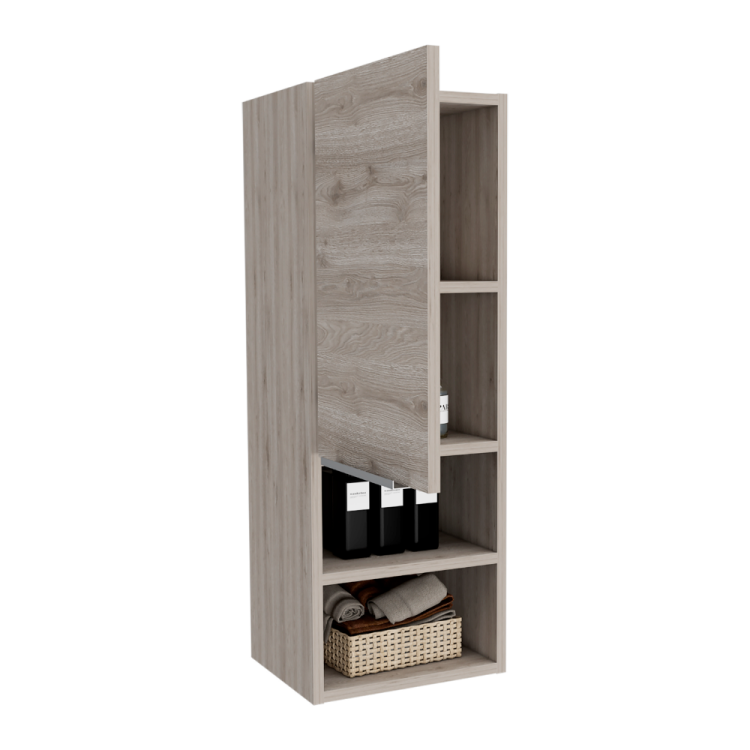 Medicine Cabinet Hazelton, Open And Interior Shelves, Light Gray Finish