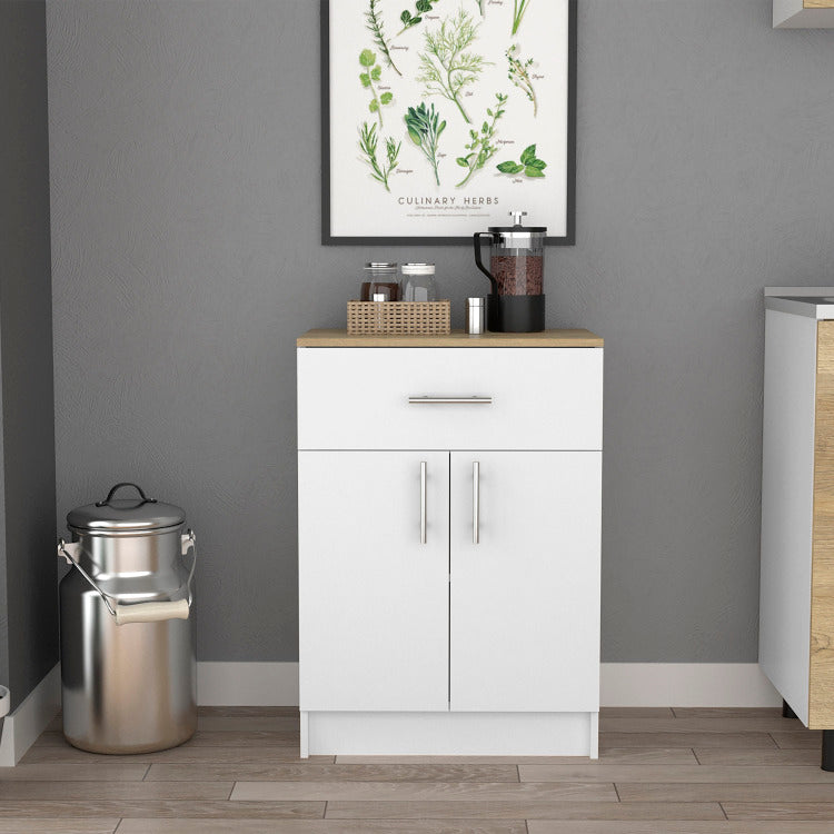 Pantry Cabinet Netal, One Drawer, White Light Oak Finish