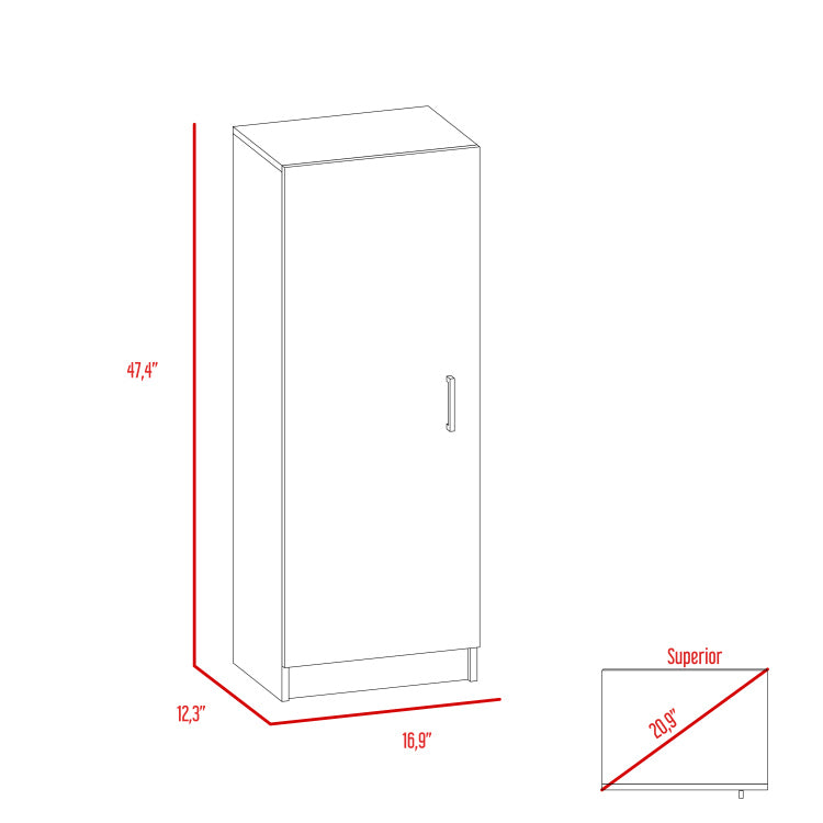 Pantry Miami, Single Door Cabinet, White Finish