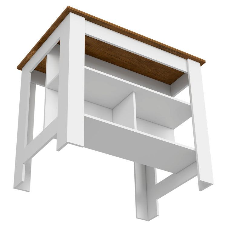 Kitchen Island Dozza, Three Shelves, White Walnut Finish