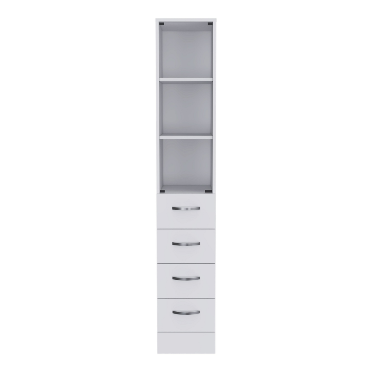 Linen Cabinet Artic, Three Shelves, Single Door, White Finish