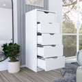 Dresser Kamran, Five Drawer Narrows, White Finish