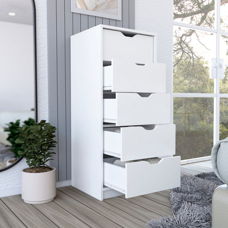 Dresser Kamran, Five Drawer Narrows, White Finish