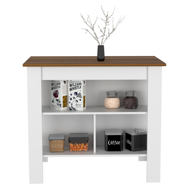 Kitchen Island Dozza, Three Shelves, White Walnut Finish