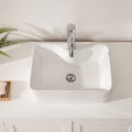 19"X15" White Ceramic Rectangular Vessel Bathroom Sink