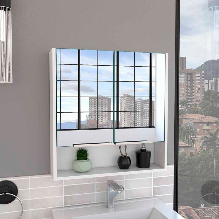 Medicine Cabinet With Mirror Lexington,Three Internal Shelves, White Finish