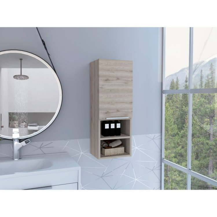 Medicine Cabinet Hazelton, Open And Interior Shelves, Light Gray Finish