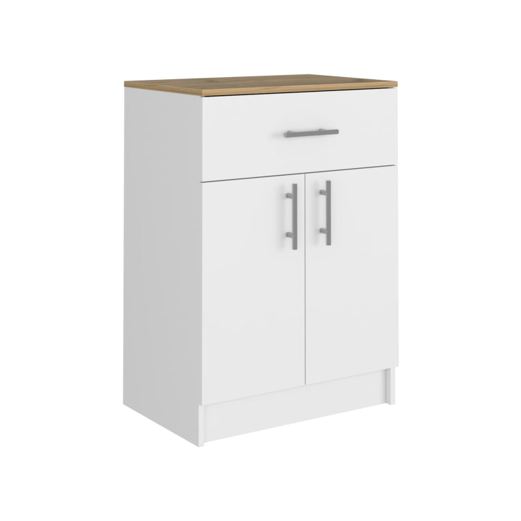 Pantry Cabinet Netal, One Drawer, White Light Oak Finish