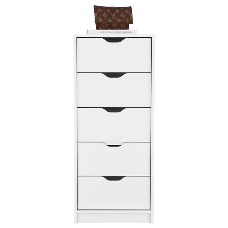 Dresser Kamran, Five Drawer Narrows, White Finish