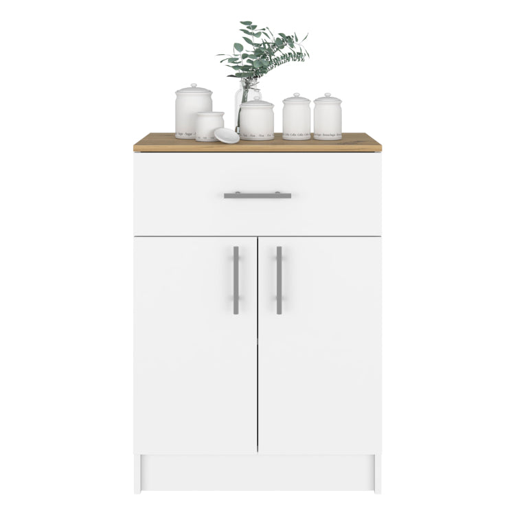 Pantry Cabinet Netal, One Drawer, White Light Oak Finish