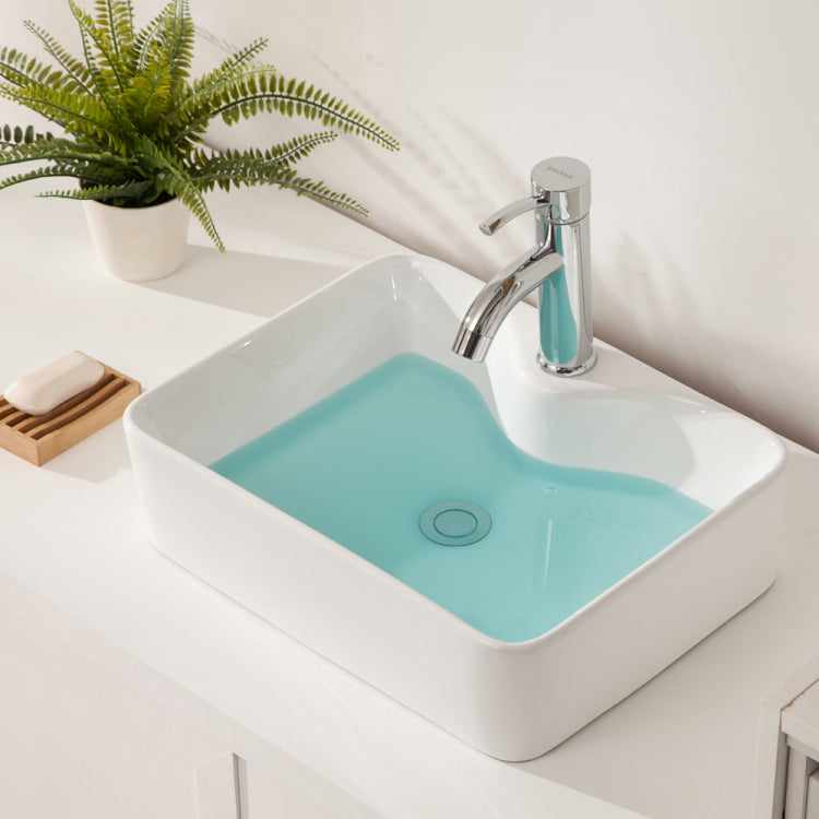 19"X15" White Ceramic Rectangular Vessel Bathroom Sink