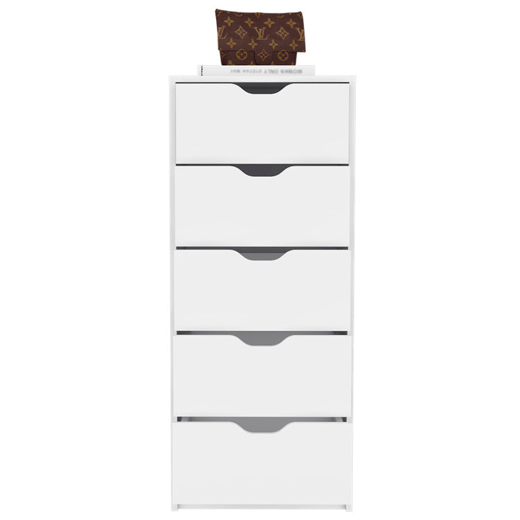 Dresser Kamran, Five Drawer Narrows, White Finish