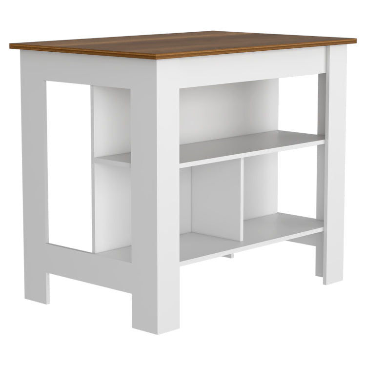 Kitchen Island Dozza, Three Shelves, White Walnut Finish