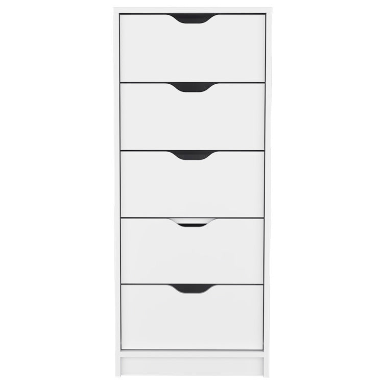 Dresser Kamran, Five Drawer Narrows, White Finish
