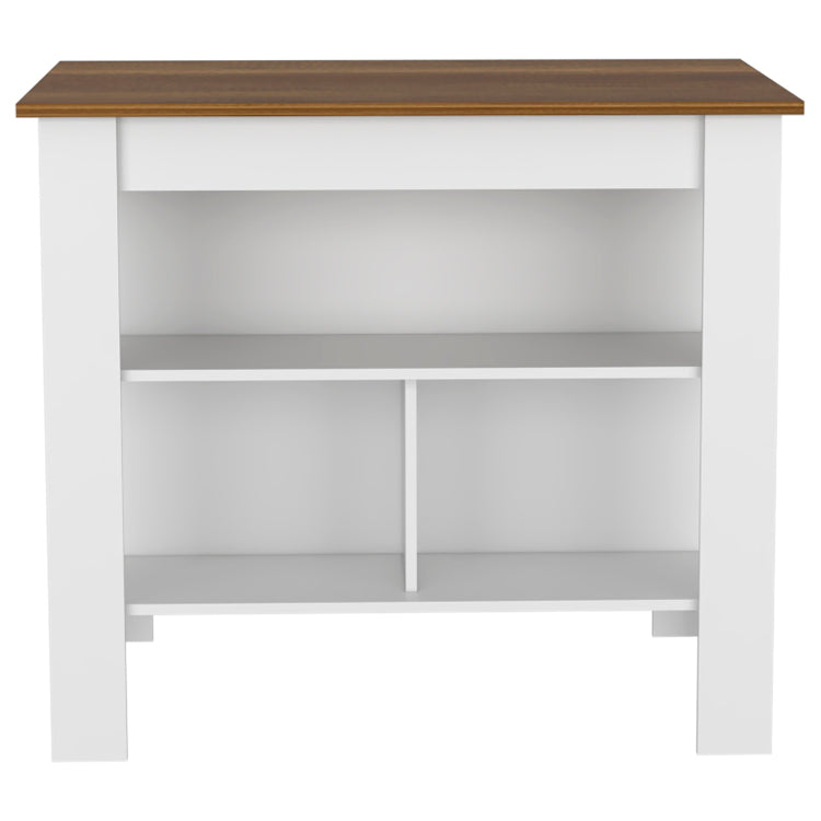 Kitchen Island Dozza, Three Shelves, White Walnut Finish