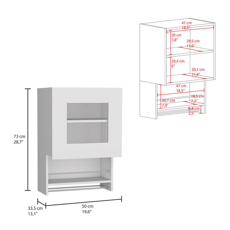 Kitchen Wall Cabinet Papua, Three Shelves, White Finish