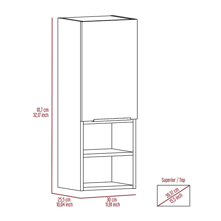 Medicine Cabinet Hazelton, Open And Interior Shelves, Light Gray Finish
