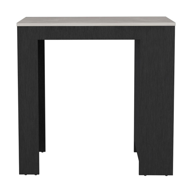 Kitchen Island Doyle, Three Side Shelves, Black Ibiza Marble Color Finish