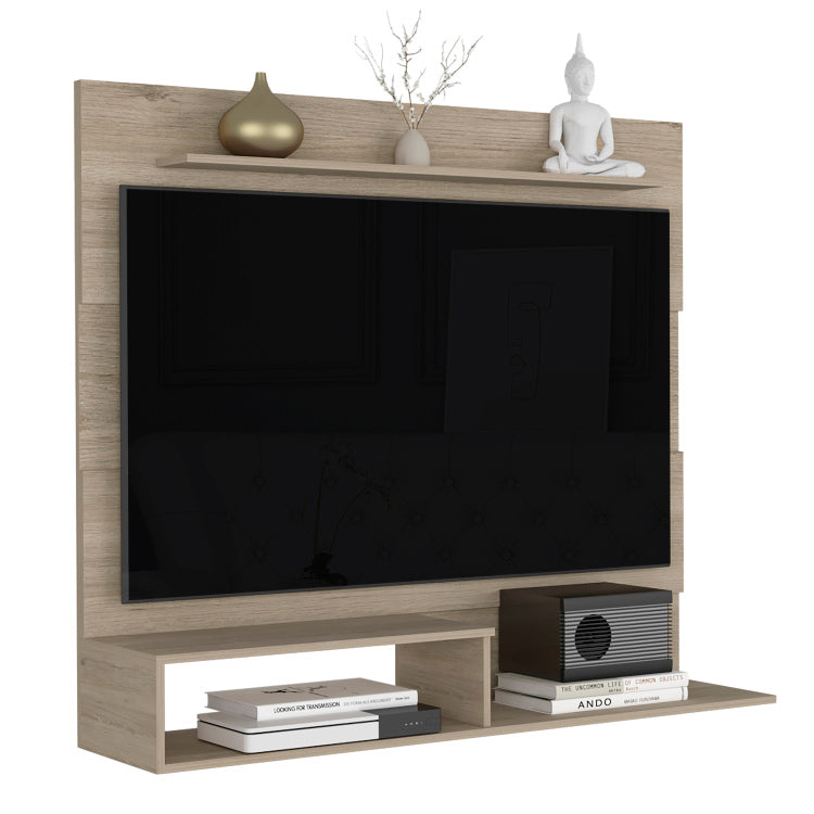 Floating Entertainment Center Albuquerque, Space For The Tv S Up 55", Light Pine Finish