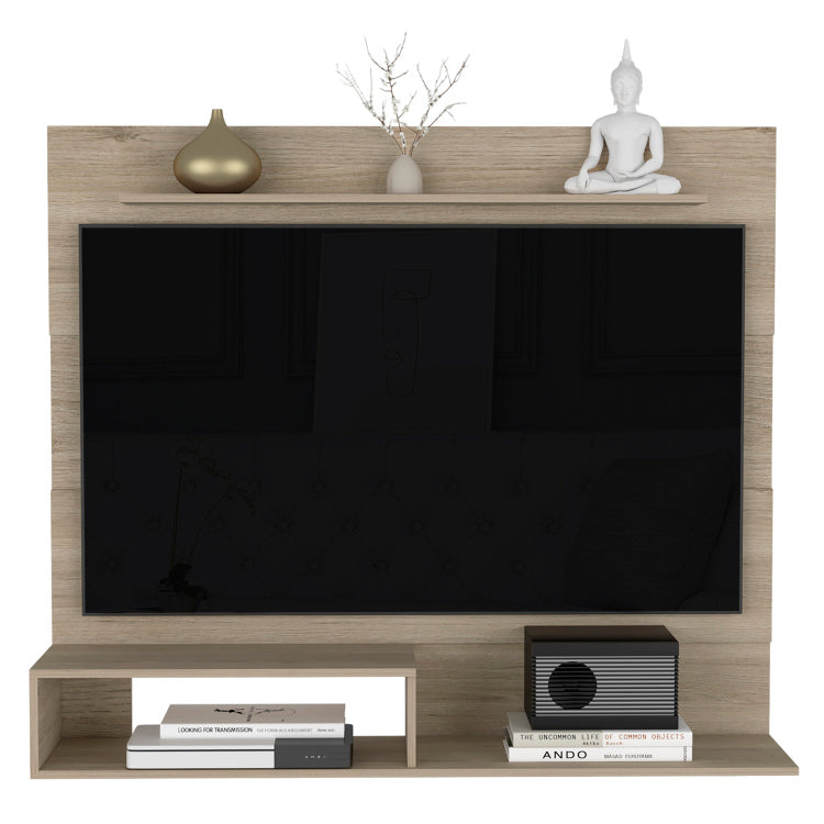 Floating Entertainment Center Albuquerque, Space For The Tv S Up 55", Light Pine Finish