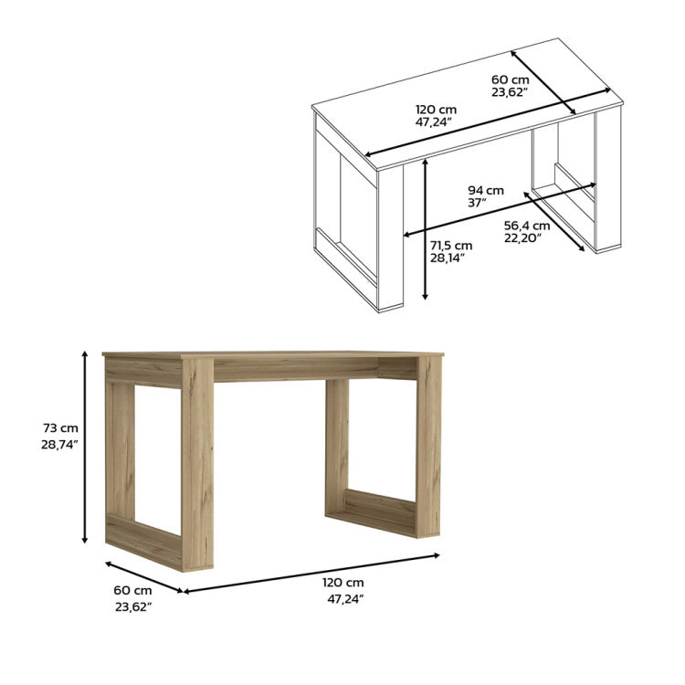Computer Desk Albion With Ample Worksurface And Legs, Light Oak Finish