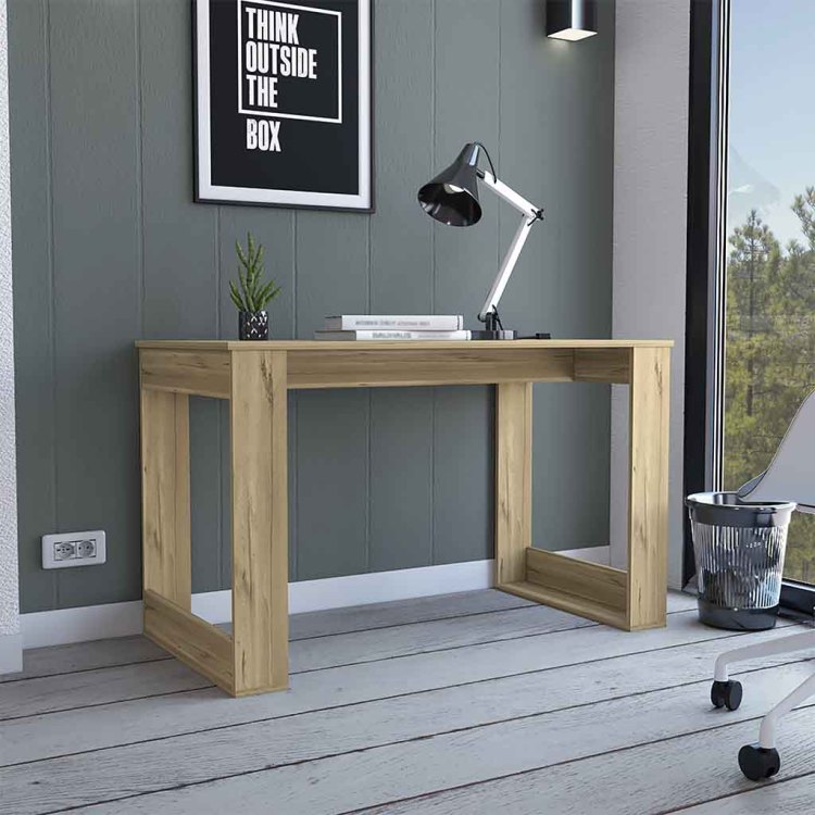 Computer Desk Albion With Ample Worksurface And Legs, Light Oak Finish