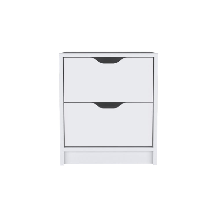 Nightstand Gandu, Two Drawers, White Finish