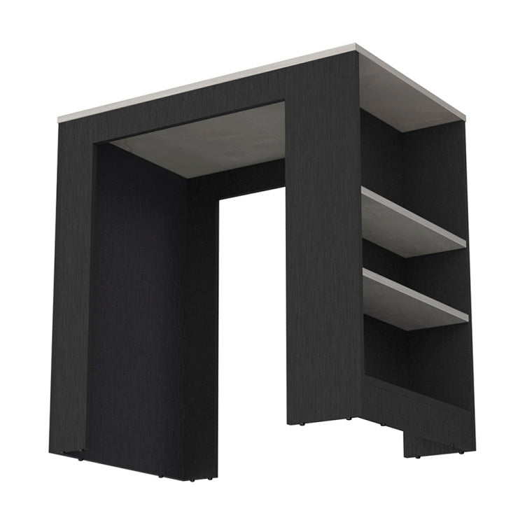 Kitchen Island Doyle, Three Side Shelves, Black Ibiza Marble Color Finish