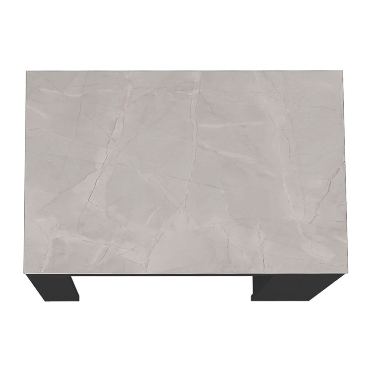 Kitchen Island Doyle, Three Side Shelves, Black Ibiza Marble Color Finish