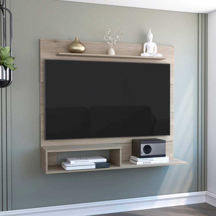 Floating Entertainment Center Albuquerque, Space For The Tv S Up 55", Light Pine Finish