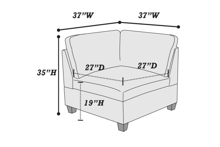 1Pc Corner Wedge Grey Chenille Fabric Modular Corner Wedge Sofa Living Room Furniture