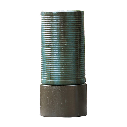 19.5X19.5X43.5" Large Concrete Cylinder Green & Brown Ribbed Water Fountain, Outdoor Bird Feeder Bath Fountain, Modern Industrial Style