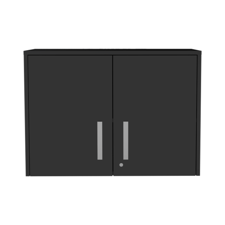 Wall Storage Cabinet Lions, 3 Shelves, Double Door, Black Wengue Finish