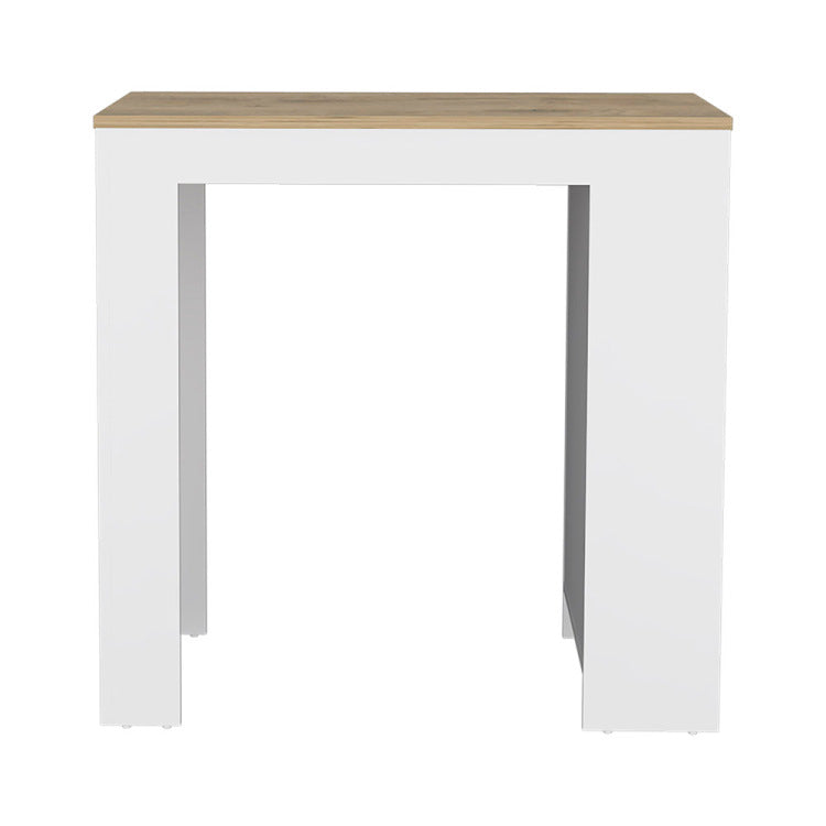 Kitchen Island Doyle, Three Side Shelves, White And Light Oak Finish
