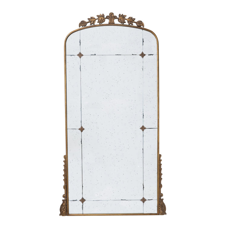 76" X 40" Lavish Full Length Mirror, Antique Gold Metal Floor Mirror For Living Room, Bedroom