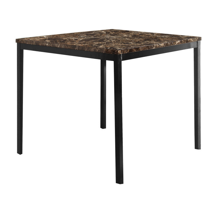Counter Height Table 1Pc Metal Frame Faux Mable Top Square Transitional Dining Room Furniture