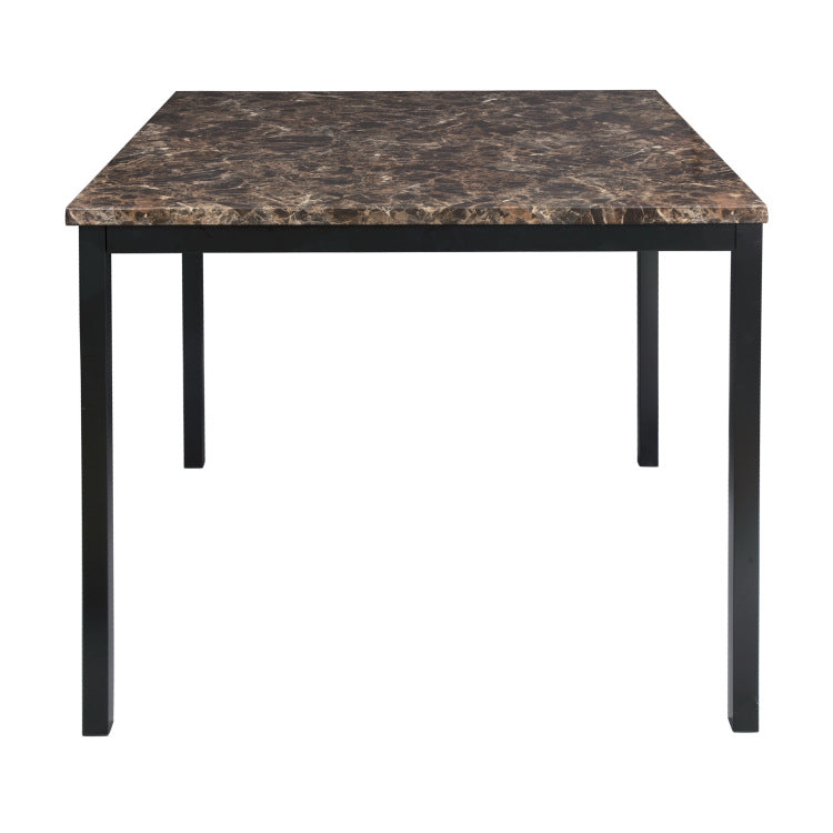 Counter Height Table 1Pc Metal Frame Faux Mable Top Square Transitional Dining Room Furniture