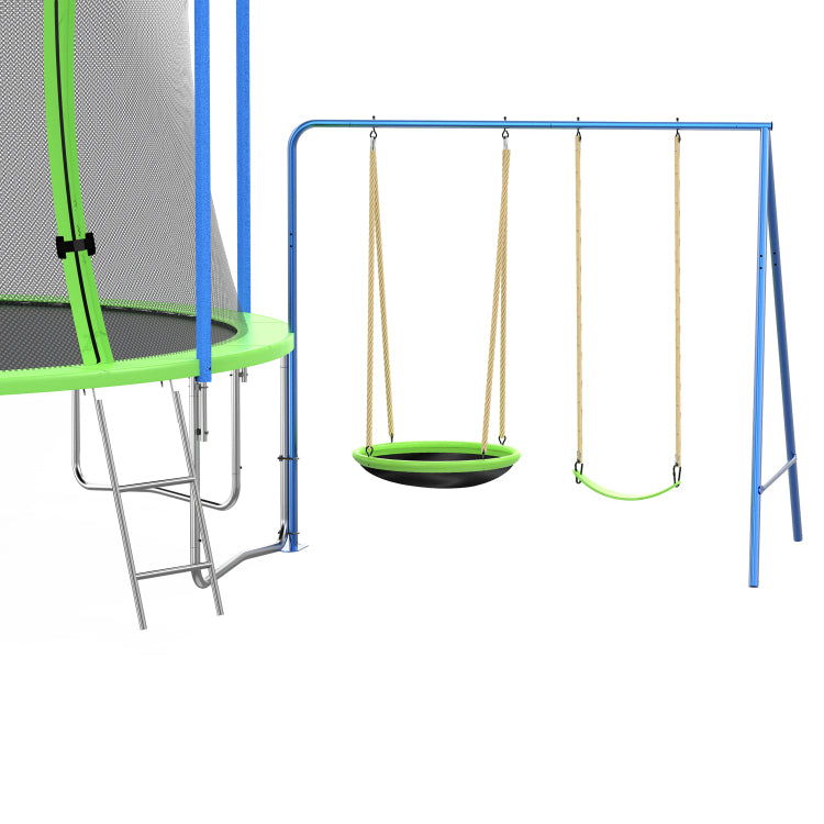 12Ft Trampoline With Slide And Swings, Astm Approved Large Recreational Trampoline With Basketball Hoop And Ladder,Outdoor Backyard Trampoline With Net, Capacity For Kids And Adults