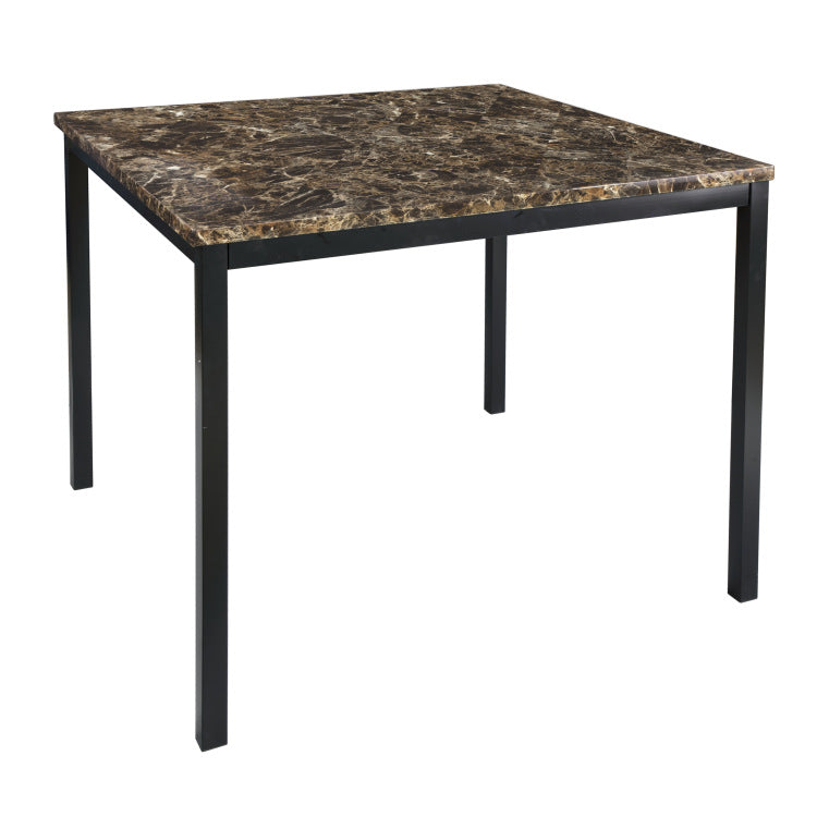 Counter Height Table 1Pc Metal Frame Faux Mable Top Square Transitional Dining Room Furniture