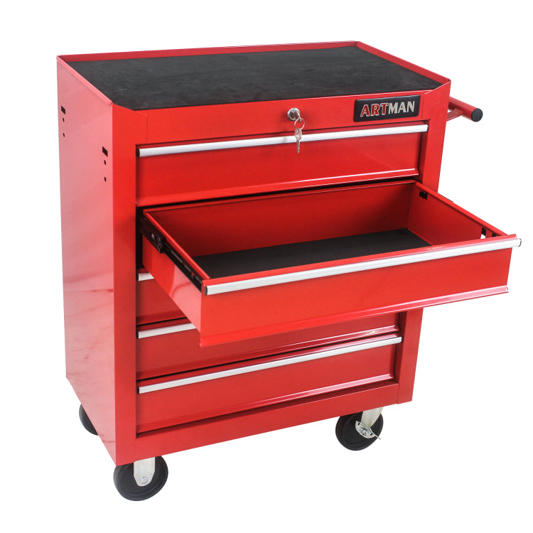 5 Drawer Tool Chest, Tool Storage Cabinet For Garage Storage With 4 Wheels And Locking System, Red